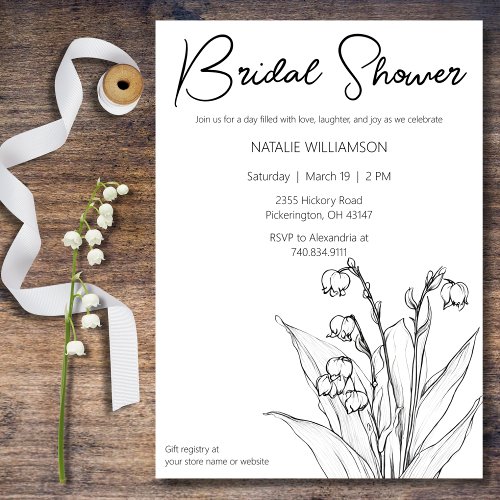 Minimalist Lily of the Valley Bridal Shower  Invitation