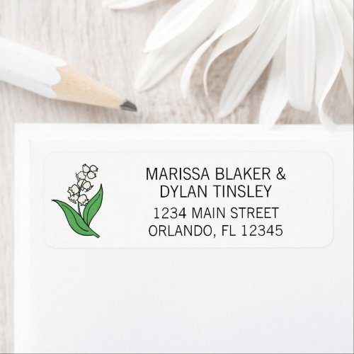 Minimalist Lily of the Valley Wedding Address Label