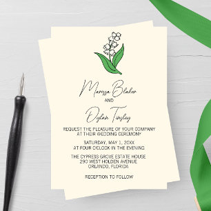 Minimalist Lily of the Valley Wedding Invitation