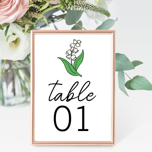 Minimalist Lily of the Valley Wedding Table Number