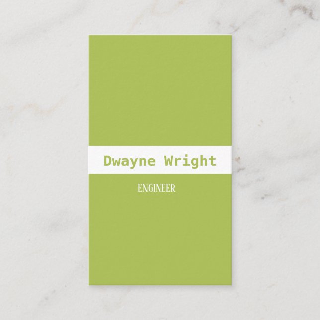 Minimalist lime and white business card (Front)