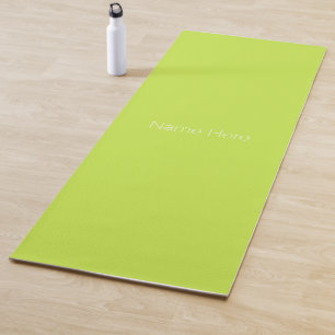 Minimalist lime green custom name monogram yoga mat