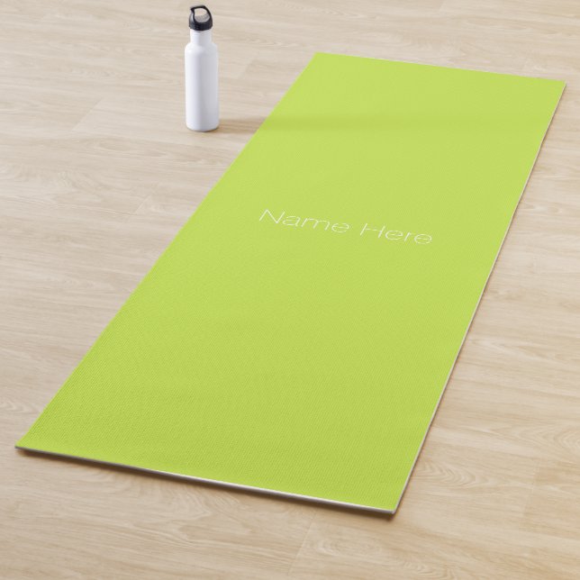 Minimalist lime green custom name monogram yoga mat (In Situ)