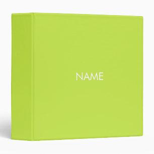 Minimalist lime green custom name text monogram 3 ring binder