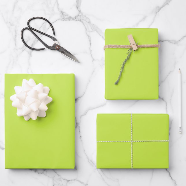 Minimalist lime green plain solid modern gift wrapping paper sheets (Front)
