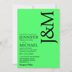 Minimalist Lime Green Summer Wedding Invitation
