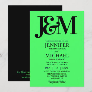 Minimalist Lime Green Wedding Invitation