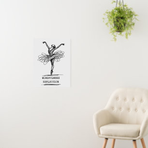 Minimalist Line Art Ballerina Dance Design Foam Board