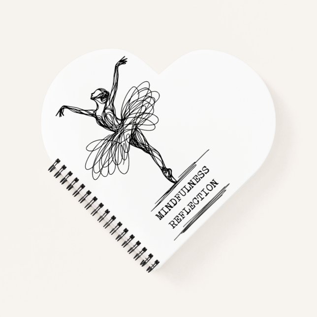 Minimalist Line Art Ballerina Dance Design Notebook (Front)