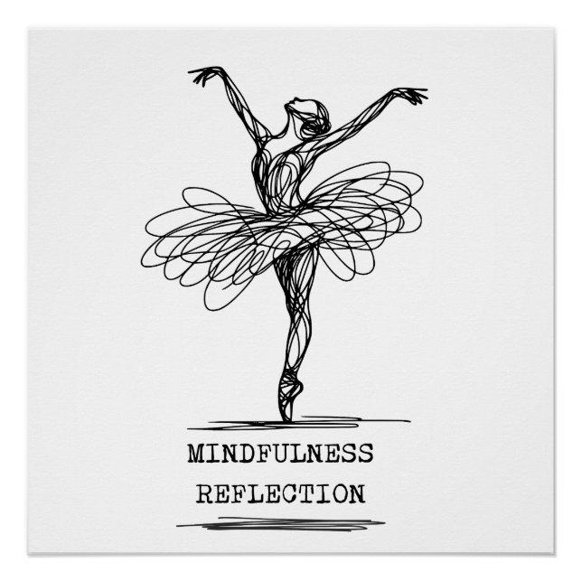Minimalist Line Art Ballerina Dance Design Poster (Front)