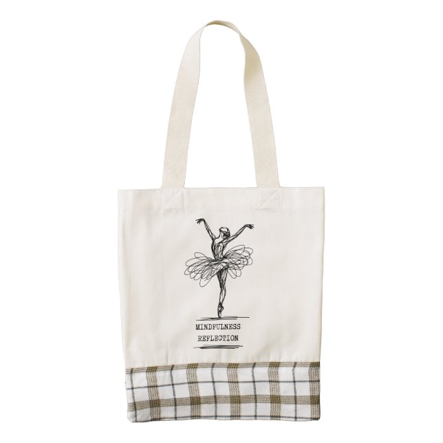 Minimalist Line Art Ballerina Dance Design Zazzle HEART Tote Bag (Front)