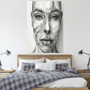 Minimalist Line Art Canvas Abstract Human Face