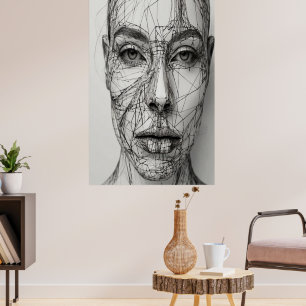 Minimalist Line Art Canvas Abstract Human Face Poster