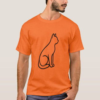 Minimalist Line Art Cat Design T-Shirt