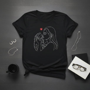 Minimalist Line art Cat Mom T-Shirt for Women