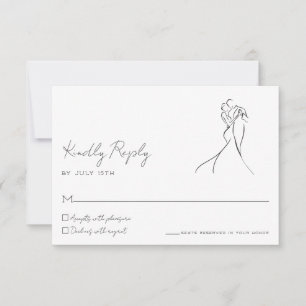 Minimalist Line Art Couple Wedding RSVP Card
