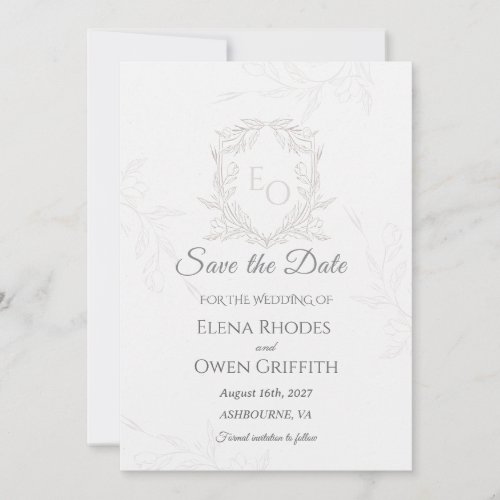 Minimalist Line Art Crest Save the Date Wedding