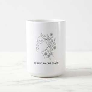 Minimalist Line Art Face Be Kind Eco Friendly Coff Coffee Mug