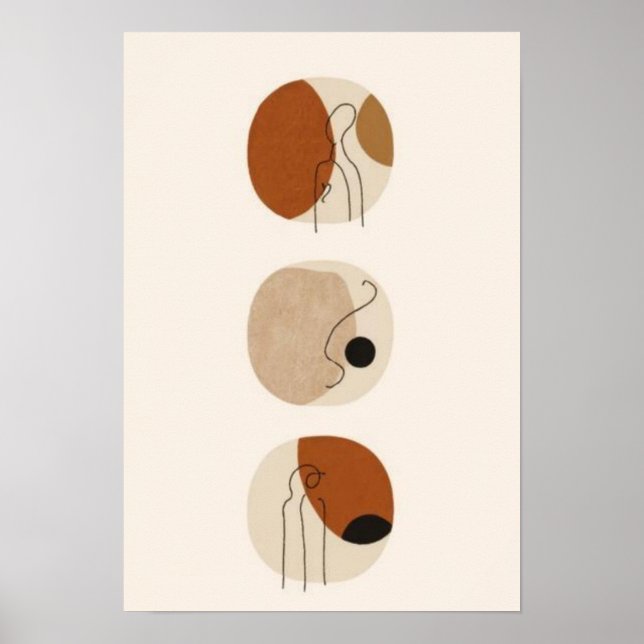 Minimalist Line Art Faces | Abstract Boho Portrait Poster (Front)