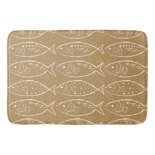 Minimalist Line Art Fish Brass Bath Mat