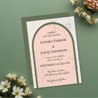 Minimalist Line Art Floral Arch Wedding Invitation