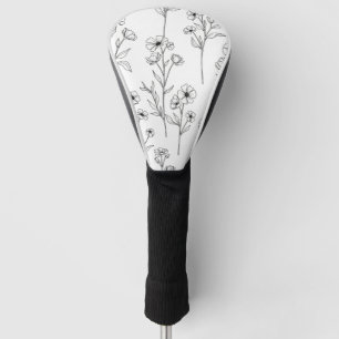 Minimalist Line Art Floral Seamless Pattern (2) Golf Head Cover