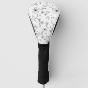 Minimalist Line Art Floral Seamless Pattern (4) Golf Head Cover