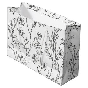 Minimalist Line Art Floral Seamless Pattern (7) Large Gift Bag