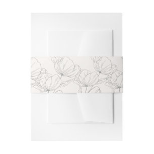 Minimalist Line Art Floral Wedding Belly Band Wrap