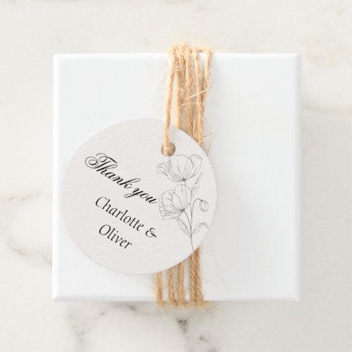 Minimalist Line Art Floral Wedding Favor Tags Gift