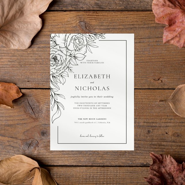 Minimalist Line Art Floral Wedding Invitation (Creator Uploaded)