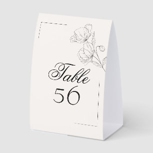 Minimalist Line Art Floral Wedding Table Cards Set Paper Table Tent