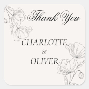 Minimalist Line Art Floral Wedding Thank You Seals