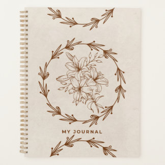 Minimalist Line-Art Floral Wreath & Cream Planner