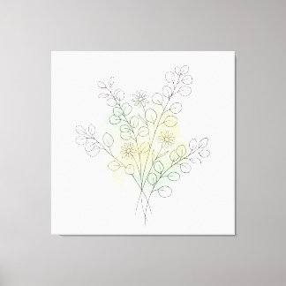 Minimalist Line Art Flower Abstract Watercolor Canvas Print