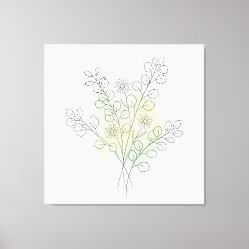 Minimalist Line Art Flower Abstract Watercolor Canvas Print