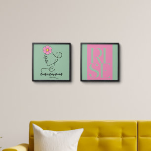 Minimalist Line Art Flower Wall Decor Peel And Stick Photo Tile