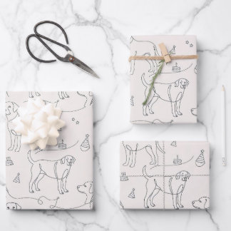 Minimalist Line Art Labrador Retriever Birthday    Wrapping Paper Sheets