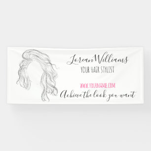 Minimalist Line Art Long Wavy Natural Hair Stylist Banner