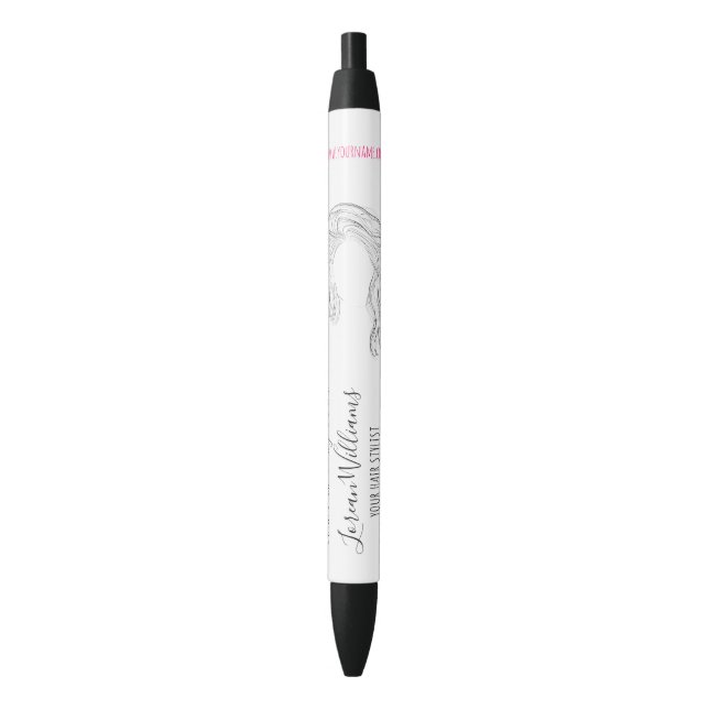 Minimalist Line Art Long Wavy Natural Hair Stylist Pen (Front Vertical)