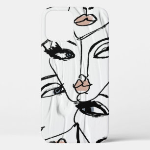Minimalist line art of women faces iPhone 12 case