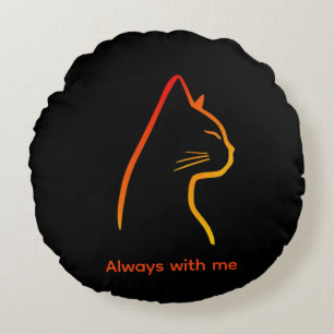 Minimalist Line Art Pet Portrait Round Pillow