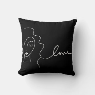 Minimalist Line Art Pillow – "Love” Abstract Face 