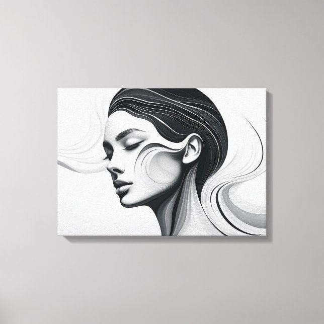 Minimalist Line Art Portrait Canvas Print (Front)