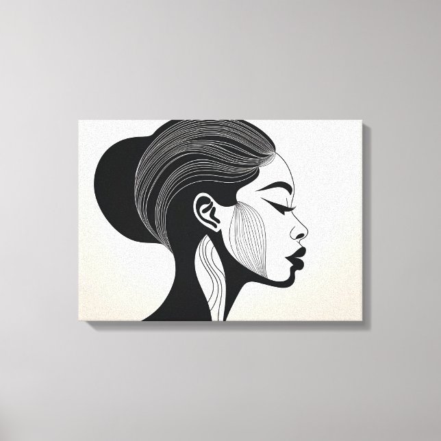 Minimalist Line Art Portrait Canvas Print (Front)