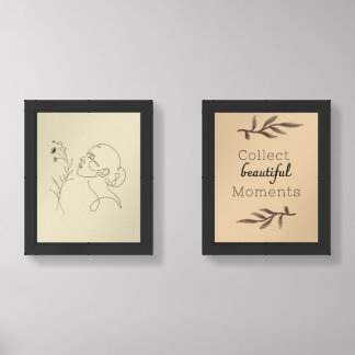 Minimalist Line Art & Quote Wall Set