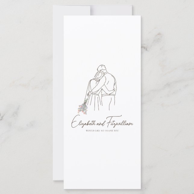 Minimalist Line Art Romantic Couple Floral Bouquet (Front)