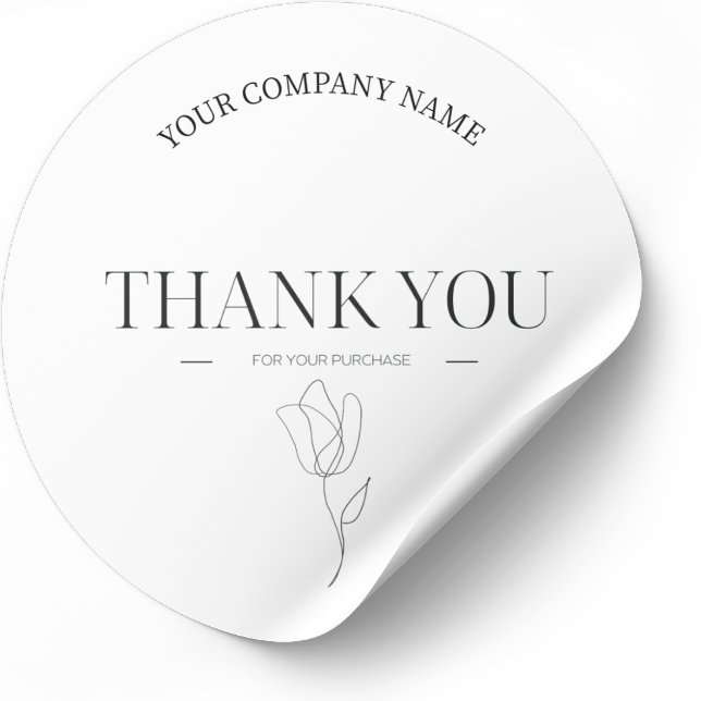 Minimalist Line Art Thank You Business Classic Round Sticker (Creator Uploaded)