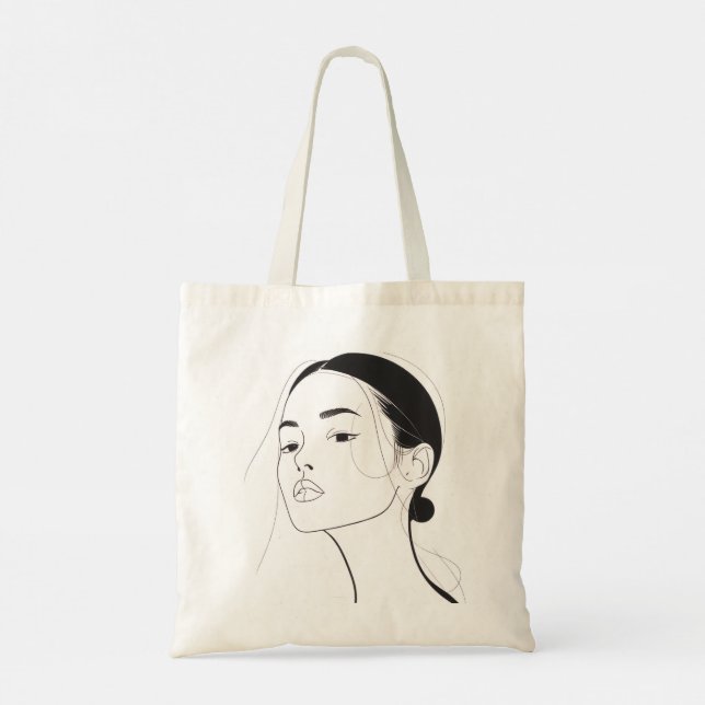 Minimalist Line Art Tote Bag – Chic Everyday Style (Back)