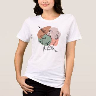 Minimalist Line Art & Watercolor Nature Design Tri-Blend Shirt